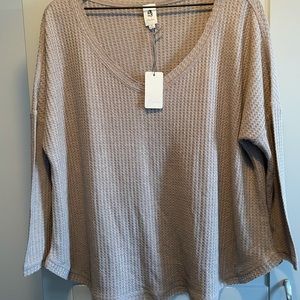 Waffle knit long sleeve shirt